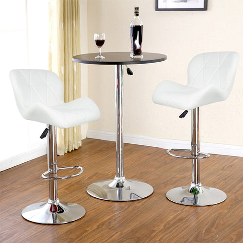 JEOBEST 2pcs/set Leisure Synthetic Leather Swivel Bar Stools Chairs Height Adjustable Pneumatic Pub Chair White HWC